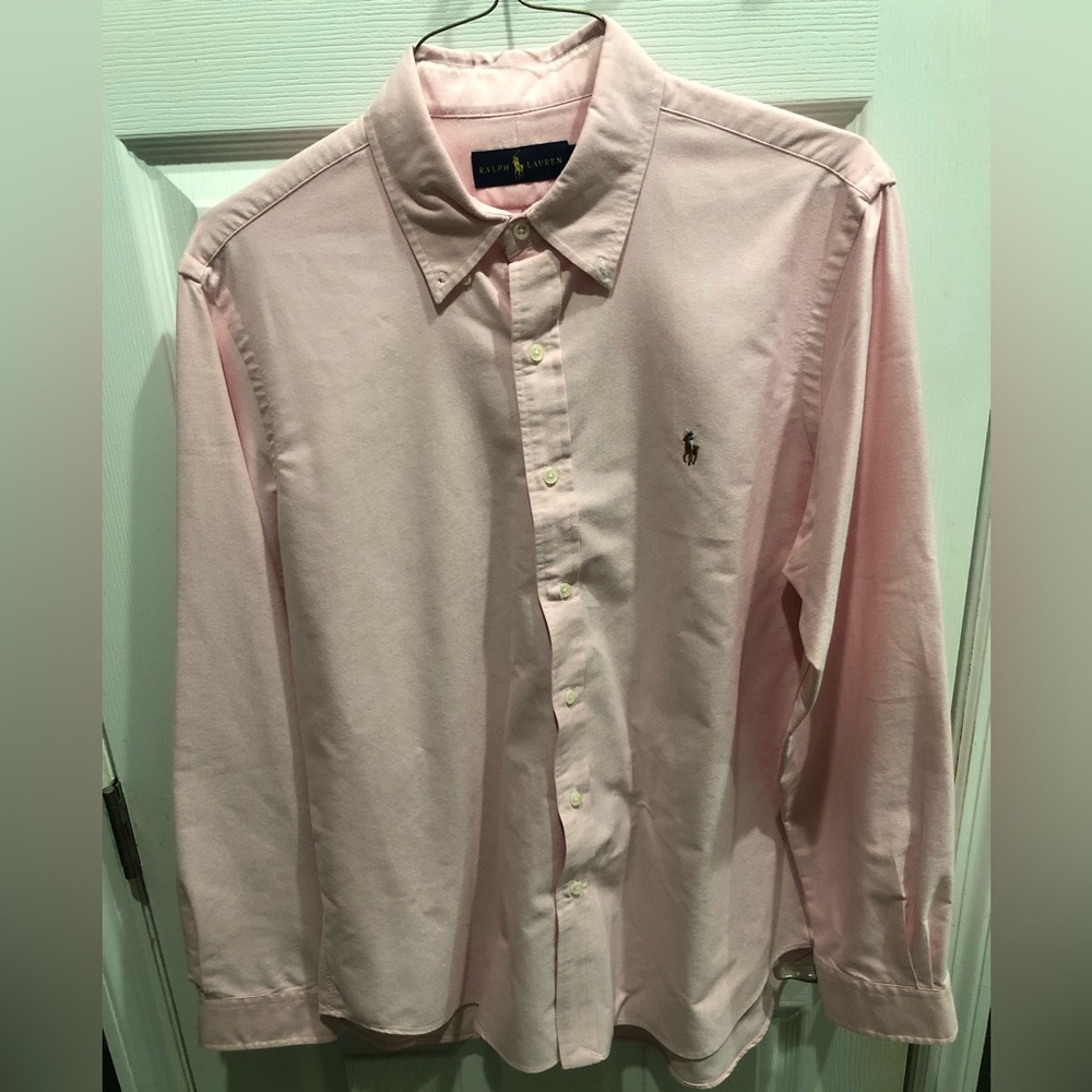 Polo Ralph Lauren Mens Large Pink Dress Shirt Classic Fit Oxford - Picture 2 of 6
